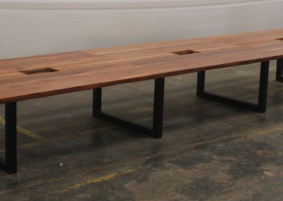 TEAK WOOD CONFERENCE TABLE WITH IRON BASE 20FT X 5FT